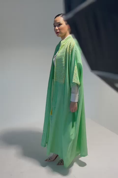 Sara Cape Embroied Set (Neon Green)