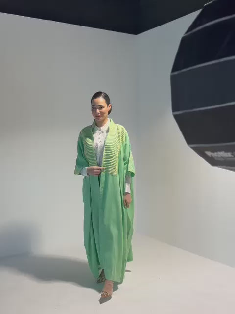 Sara Cape Embroied Set (Neon Green)