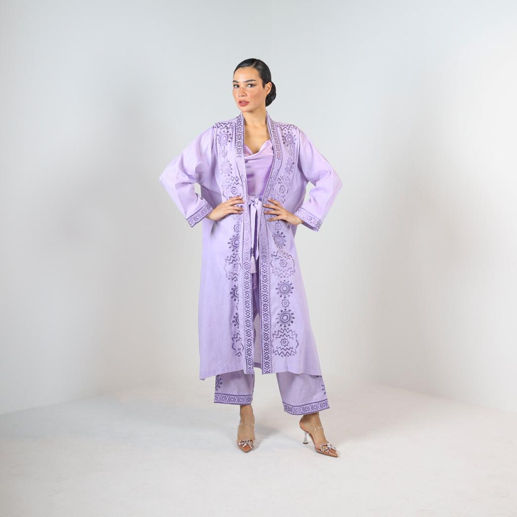 Bibi Embroied Kaftan Kurti (Soft Lilac)