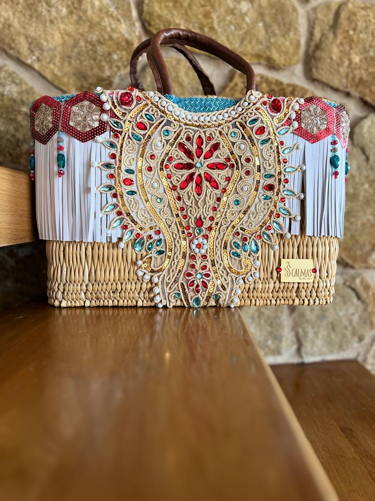 White fringed basket